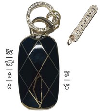 Lulu兄弟 Genesis汽車相容TPU鑰匙殼+號碼鑰匙圈, AG-05, 深黑色