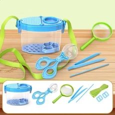 투명 곤충 관찰 상자 통기성 탈출 방지 나비 케이지 돋보기 조절 가능한 스트랩, 03 Blue