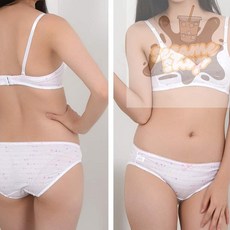 참깨샵 패턴 노와이어 2단계 주니어 브라팬티세트 노와이어속옷