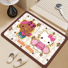 욕실 레트로 실리카 흡수 미끄럼방지 발매트, 1개, 블랙 스킨 캣 10