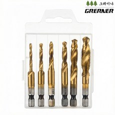 그레이나 티타늄 드릴탭 비트세트 3in1 복합 드릴탭 빠른 타공+나사 절삭+모서리 정리 6종세트, 1개