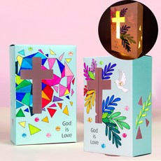 미술샘 DIY 종이케이스 십자가 등, 1번 도안, 1인용 개별포장, 1개