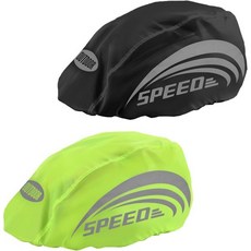 자전거 헬멧 싸이클 보호장비 덮개 방수 반사 방풍 방진 테이프 야간 안전 조정 가능 2개 사이클링 커버 검정 형광 그린