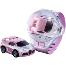 NCC認證 手錶遙控小型汽車 黑科技兒童玩具 電動迷你合金賽車 生日禮物, 布加迪粉, 1個