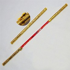 코스튬 여의봉 마술봉 길어지는 지팡이, 오토매틱 골드 후프 무늬 모델, 1개