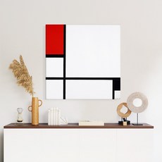 더 아트 컴퍼니 몬드리안 추상화그림 22종 집중력 창의력 향상 아이방 사무실 작업실 인테리어 명화그림, 5. PM-레드 블랙