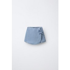 국내배송 자라 ZARA 리본 데님 버뮤다 스커트 - 미디움 블루 970374