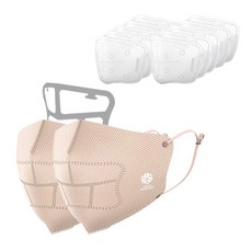 FrienDaddy 運動口罩 2入+替換棉 10入, 02 米色