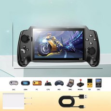 레트로 휴대용 게임기 7인치 대형스크린 듀얼콘솔, 7.0인치 최고 블랙 64g 15000