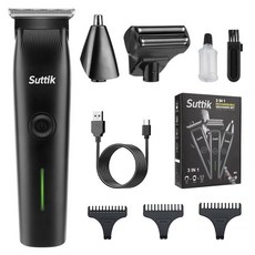 TEMU新款通用男士三合一理髮器USB充電電推剪剃鬚刀鼻毛器套裝, 981(黑色):2