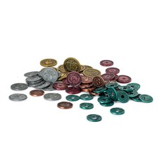 스톤마이어 게임: 메탈 코인 사이더 및 익스페디션 게임 플레이를 강화하는 메탈 코인 각 액면가마다 고유한 색상과 면을 가진 80개의 코인 - 값에는 1 3 5 10 20이