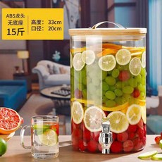 臺灣出貨大容量冷水壺涼水壺帶龍頭檸檬水壺果汁可樂飲料桶容器泡酒玻璃瓶廚房神器, 8升+ABS龍頭, 1個