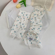 夏季冰絲防曬袖套：小碎花蕾絲款，有效防紫外線，寬鬆遮陽護手臂，2025新款, 蕾絲小碎花-花骨朵, 1個