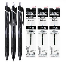 더주니 유니 제트스트림 SXN-150 단색 볼펜 3개 + 리필 3개 세트, 1개, 0.7mm 블랙 3개 + 리필 3개 세트