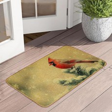 귀여운 강아지 도어매트 야외 입구 재미있는 만화 동물 현관 매트 장식 실내 실외 미끄럼 방지 입구 러그 집 입구 외부 입구 바닥 파티오 43.2 x 73.7cm(17 x 29, 윈터 카디널 버드