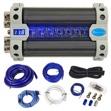 록빌 자동차 오디오 번들: RFC50F v2 50 패럿 커패시터(파란색 전압 디스플레이 포함) RWK01 0게이지 완전 앰프 설치 키트(RCA