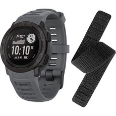 EANWireless Garmin Instinct 밴드와 호환 실리콘 스포츠 스트랩 교체 + 우븐 나일론 초경량 스포츠 밴드 Garmin Instinct/Solar GPS, EANWireless Garmin Instinct 밴드, 그레이+블랙, 1개