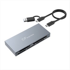 새로운 6-in-1 CFEXPRESS 타입 A 카드 리더 USB3.2 멀티 카드 동시 카드 읽기 10GBPS SD/TF/CF/XD/MS/CFE-A 카드 리더, 실버 &amp; 그레이
