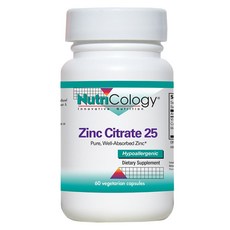 Nutricology 檸檬酸鋅25素食膠囊, 60顆, 1罐