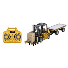 仿真遙控堆高機模型玩具 無線遙控合金工程車 精緻兒童成人收藏, 黃色, 1個