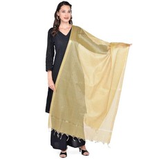 DUPATTA BAZAAR Women's Two toned Blended Silk Dupatta in Mustard, DUPATTA BAZAAR Women's Two ton