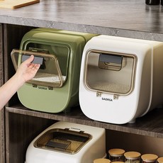 style dr 쌀통 쌀보관통 쌀독 밀폐용기 원터치 쌀통 잡곡통 방습 방충, 1개, 흰색