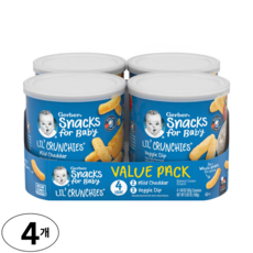 Gerber LilCrunchies 구운 곡물 스낵 생후 여덟개월 이상 마일드 체다 및 베지 딥, Mild Cheddar and Veggie Dip, 42g, 4개