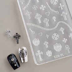 네일스토어 네일몰드 진짜 얇은 스티커 실리콘몰드, 1개, 6.십자가 JT-022_MD106