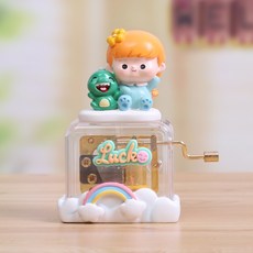 創意萌物少女手搖音樂盒 可愛裝飾擺件 生日禮物, 萌物少女藍衣
