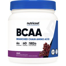 nutricost BCAA支鏈胺基酸補充粉 葡萄口味 582g, 60顆, 1罐