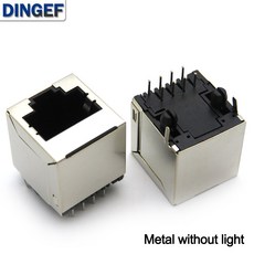 1PCS RJ45 수직 5224 8P8C 여성 네트워크 소켓 인터페이스 크리스탈 소켓 180도 커넥터 플라스틱/금속, Metal without light