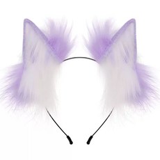 움직이는 고양이귀 머리띠 핑크 액세서리 그레이 할로윈, E. 퍼플화이트