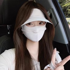 面罩冰絲防曬女夏季防紫外線臉基尼帽子一體全臉遮陽騎車防曬面罩