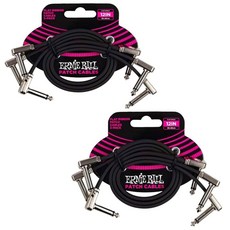 ERNIE BALL 플랫 리본 패치 케이블 길이 7.6X5.1CM(3X2인치) P06220 세트 블랙 2개 30.5CM(12인치)