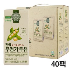 건국유업 국산콩 무첨가 두유, 190ml, 40개