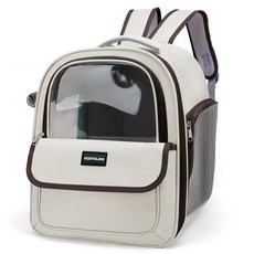 YAPOGI 반려동물 3면 통풍 투명창 이동가방 백팩, 갈색, 1개