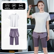 女士運動套裝 短袖速乾透氣健身服 戶外登山徒步