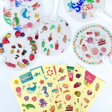 원형투명부채+투명방수스티커 10세트 여름부채만들기 KAMKCPSUM, 2.원형투명＋여름휴가10세트