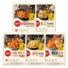 CJ 비비고 볶음밥 5종 (닭갈비볶음밥+차돌깍두기볶음밥+새우볶음밥+스팸김치볶음밥+불고기비빔밥), 1개, 410g
