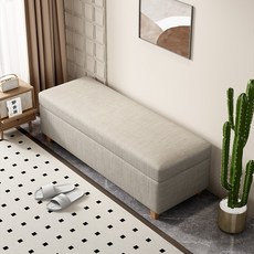 長條凳 換鞋凳 穿鞋凳 沙發凳 床尾凳 收納凳 儲物凳 可拆洗 布藝沙發凳 玄關鞋凳, 1個, 米白色,長120*寬40*高42