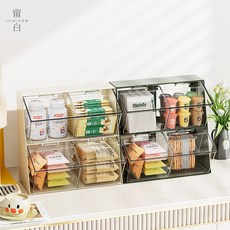 淘淘屋 升級帶蓋防塵茶包收納盒 咖啡膠囊/咖啡包收納盒 吧檯/廚房/桌上/辦公室茶水間收納, 1個, 白 防塵四格款