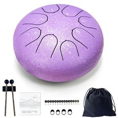 TUOKING 15.2cm(6인치) 8노트 스틸 텅 드럼 - D 메이저 레인 드럼 휴대용 가방 핸드 팬 망치 및 음악책 포함 완벽한 선 명상 악기 초보자 성인을 위한 선물, TUOKING 15.2cm(6인치) 8노트 스틸 텅 드