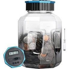 X-대형 저금통 LCD 카운터가 있는 Vcertcpl 디지털 코인 카운팅 뱅크 2.4L 용량 총 금액 표시된 그레이트 카운터 머니 병 G 그레이, Gradient Gray, X-Large