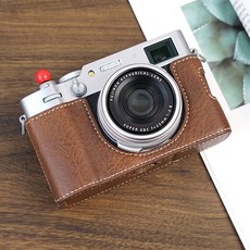 Fujifilm X100VI 카메라 하프 케이스 어깨 끈이 있는 인조 가죽 바닥 오픈 보호대 베이스플레이트, 05 Only Brown Case, 한개옵션1