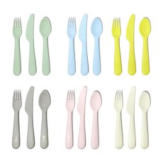 IKEA KALAS 環保彩色餐具組6入裝，防撞防摔無毛邊，食品級學習餐具，現貨發票, 1個, 彩色餐具組(6套裝共18件), 彩色