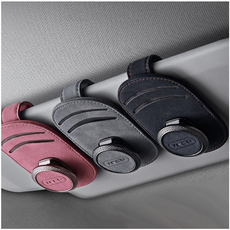 뚱보 차량용 카드 선글라스 가죽수납 포켓, 1개, 그레이 썬글라스클립