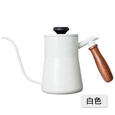 不鏽鋼手沖咖啡木柄細口壺 附溫度計 550ml, 白色, 1個