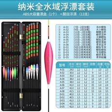 納米魚漂套裝 加粗尾醒目近視釣魚標 鯽魚底釣浮漂套裝, 利套裝62（8支魚漂+5支夜光漂+漂盒）, 1個