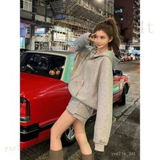 【臺灣出貨】 春秋韓係套裝女 時尚百搭慵懶風休閒連帽插肩衛衣 氣質半身裙褲兩件套 衛衣套裝 休閒運動套裝 懶人套裝