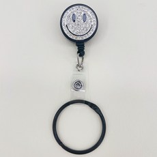 블링블링 다이아 스마일 테이프걸이 간호사 릴홀더 다용도, 1개, 2. 실버스마일_블랙고리링